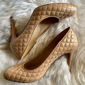 LK Bennett quilted nude leather pumps